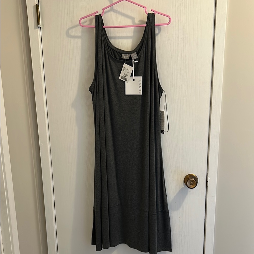 Kenar Gray Scoop Neck Sleeveless Midi Sundress